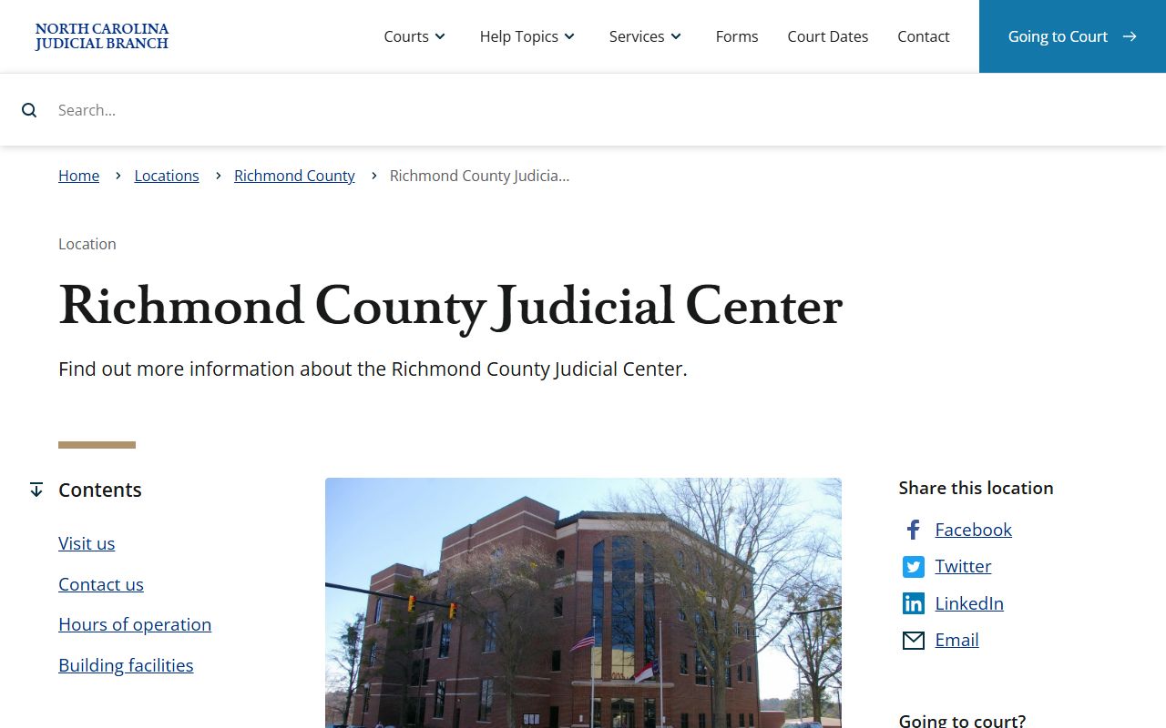 Richmond County Judicial Center official contact page