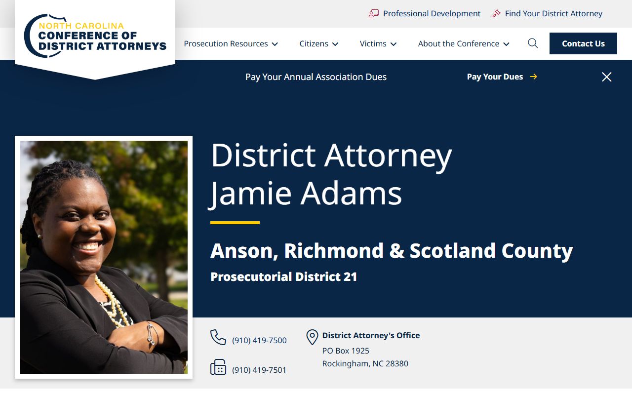Prosecutorial District 21 District Attorney page for Richmond County
